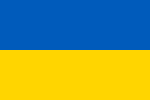 Ukrainian flag links to file containing scores for the Ukrainian National Anthem