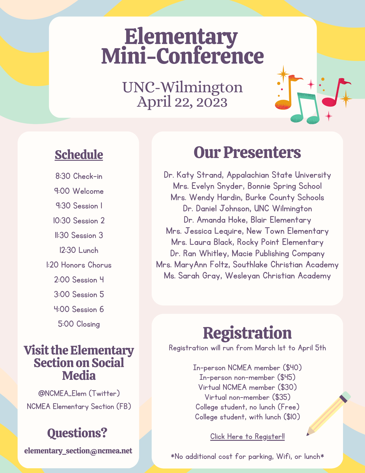 2023 Mini-Conference poster with event details and a link to the registration form